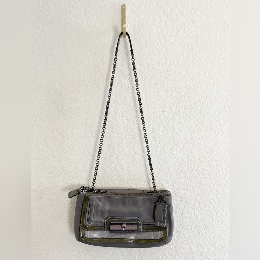 Vintage COACH Kristin Leather Crossbody hobo Bag gray and chain strap - Picture 4 of 12